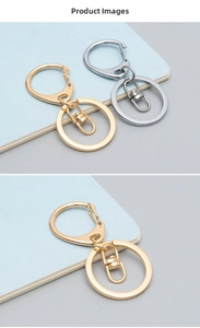 Close-up of golden and silver D-ring lobster clasps for DIY jewelry and keychain making