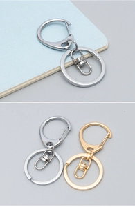 Polished gold and silver metal lobster clasps with D-rings for DIY keychain accessories