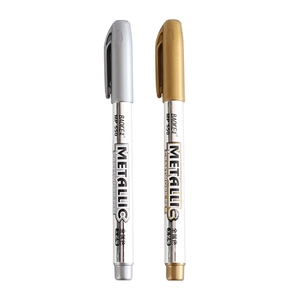 Gold and silver metallic craftwork pens for signing greeting cards and photo albums
