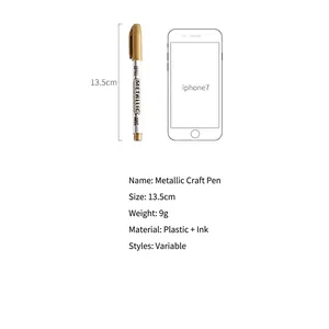 Golden metallic craft pen for signing and greeting cards, 13.5cm long and 9g weight
