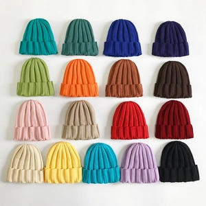 Solid Color Acrylic Knit Beanie For Kids And Adults Fashion Ribbed Winter Warm Skull Cap Versatile Soft Daily Accessory