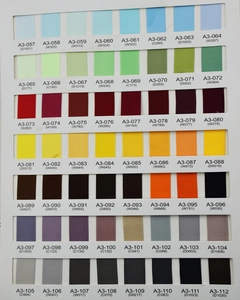 Detailed color chart showing various ribbon samples and alphanumeric codes for selection