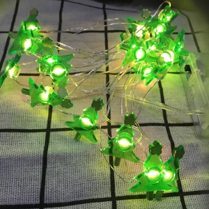 Green Christmas tree LED string lights with battery box for festive holiday decoration