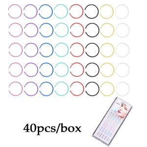 40-piece box set of 316L surgical steel nose rings with colorful crystals