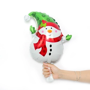 Mini palloncino pupazzo di neve con cappello a pois verdi e sciarpa per decorazione
