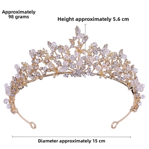 Detail of crystal bridal crown with dimensions 15cm diameter and 5.6cm height