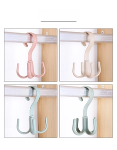 Crochet de sac rotatif multifonctionnel, support à 4 branches sans perçage pour vêtements et clés.