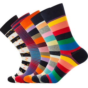 Colorful Striped Crew Socks Cotton Blend Hip Hop Polka Dot Novelty Gradient Patterned Trendy Streetwear For Men Women