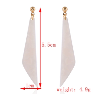 Minimalist white marble pattern acetate triangle earrings with gold ball studs