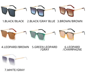 Detailed collection of square sunglasses in seven colors with sleek metal temples