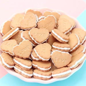 Miniature heart-shaped resin cookies with LOVE engraving for DIY crafts and decor