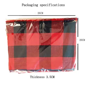 Christmas red and black checkered table runner packaged in clear bag 26x20x3.5cm