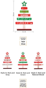 Detail view of 18cm wooden Christmas tree DIY ornaments with holiday greetings