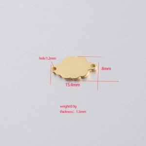 Gold cloud stainless steel jewelry connector 8x15.4mm with detailed size measurements