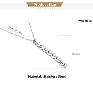 Détails d'un collier en acier inoxydable avec spécifications de taille et de poids