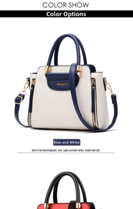 Close-up of contrast color leather handbags with Pahajim logo and detachable straps