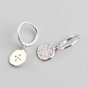 S925 sterling silver hoop earrings with sparkling octagram star pendants for women