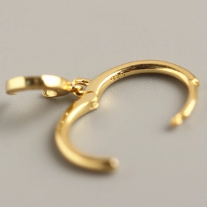 Luxurious gold-plated S925 sterling silver crescent moon hoop earrings with pavé diamonds