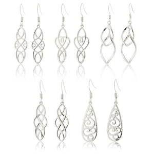 Vintage Celtic Knot Hollow Teardrop Dangle Earrings Palace Style Geometric Metal Copper Alloy Jewelry For Women Earrings