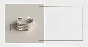 Detailed specs of the wide S925 sterling silver irregular concave ring showing 8.7mm width