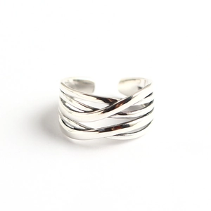 S925 sterling silver multi-layer woven wrap ring in a vintage minimalist style
