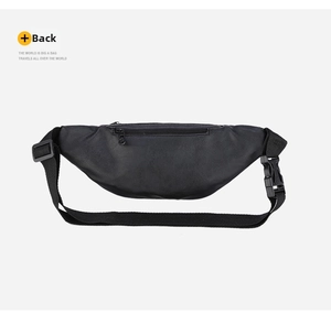 Back view of black PU leather waist bag showing anti-theft zipper pocket and nylon strap