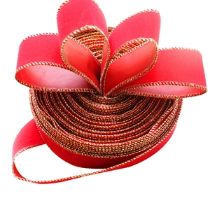 Christmas Red Velvet Gold Wired Ribbon For Christmas Tree Decoration Gift Wrapping Wedding Party Festival Home Decor