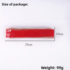Red Christmas velvet ribbon with gold edges in a 25x10cm roll for tree decoration