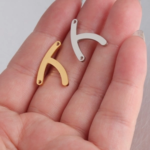 Mirror polished stainless steel wishbone pendant connectors in gold and silver finish