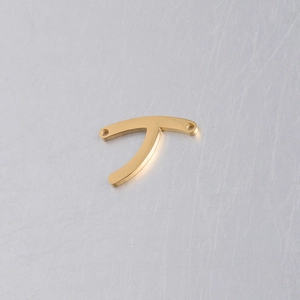 Polished gold wishbone charm connector for jewelry making with high mirror finish