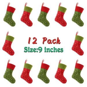 Christmas Stockings Fabric Hanging Tree Ornaments Holiday Decoration Snowflake Pattern Festive Gift Bags Classic Red Green