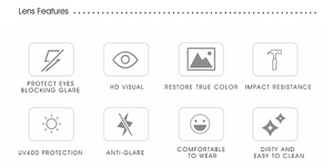 UV400 protection, anti-glare, and impact-resistant lenses for fashion square sunglasses