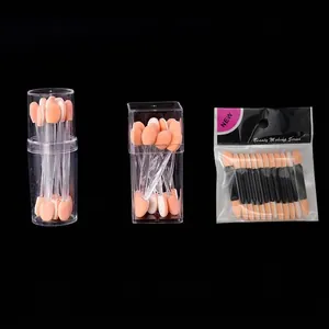 Double-sided latex sponge eyeshadow brush set with clear handle in jars and OPP bags