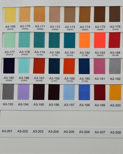 Detailed color chart of 1cm Christmas ribbon with indexed A3 series codes and vibrant swatches