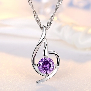 Round Cut Zircon Pendant Necklace Elegant Twisted Swirl Design Clavicle Chain Jewelry For Women