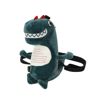 Cute green plush dinosaur crossbody bag with soft spikes and adjustable black strap