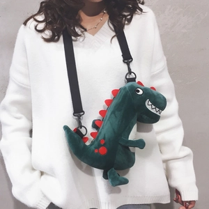 Dinosaur Plush Crossbody Bag Cute Cartoon Animal Shape Soft Doll Shoulder Bag With Adjustable Strap For Women Girls