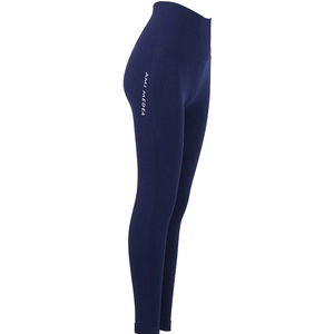 Legging de yoga taille haute bleu marine avec maille respirante et logo latéral