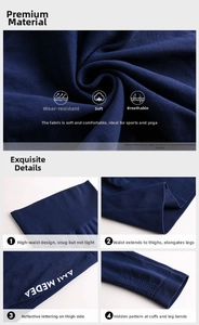Détails du pantalon de yoga taille haute avec marquage réfléchissant et tissu texturé