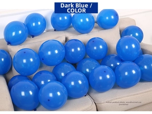 Detailed view of dark blue 10-inch thick matte round latex balloons for party decoration