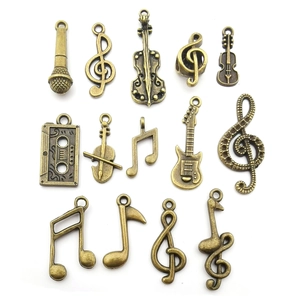 Antique bronze musical instrument alloy charms collection for DIY jewelry making