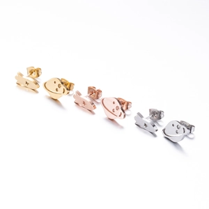 Stainless steel stud earring set with celestial star and planet designs in three colors