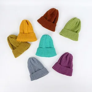 Beanie Mütze Winter Warm Zopfmuster Strickmütze Für Damen Und Herren Einfarbig Dick Elastisch Mit Umschlag Klassisch
