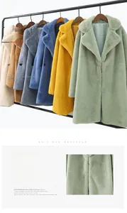 Détails des manteaux en fausse fourrure en plusieurs couleurs comme beige et bleu