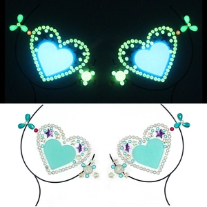 Luminous resin body jewelry stickers with heart and star patterns for festival parties