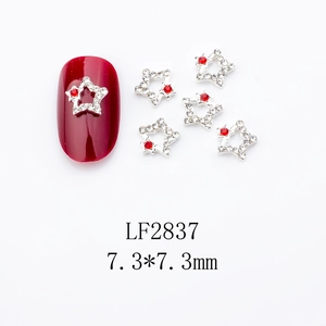 Detail of star alloy nail art charm LF2837 with sparkling crystals, size 7.3*7.3mm