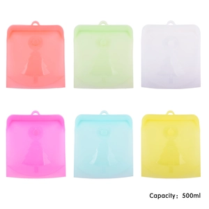 500ml food-grade reusable silicone bags with Christmas tree patterns in six colors