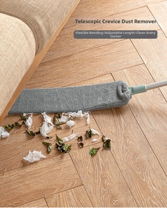 Gap cleaning duster with retractable metal pole cleaning dust under low furniture