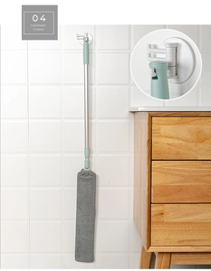 Vertical view of a long gap dust cleaner with rotatable hook for convenient storage