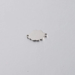 Close-up of polished silver cloud charm with dual holes for DIY jewelry making